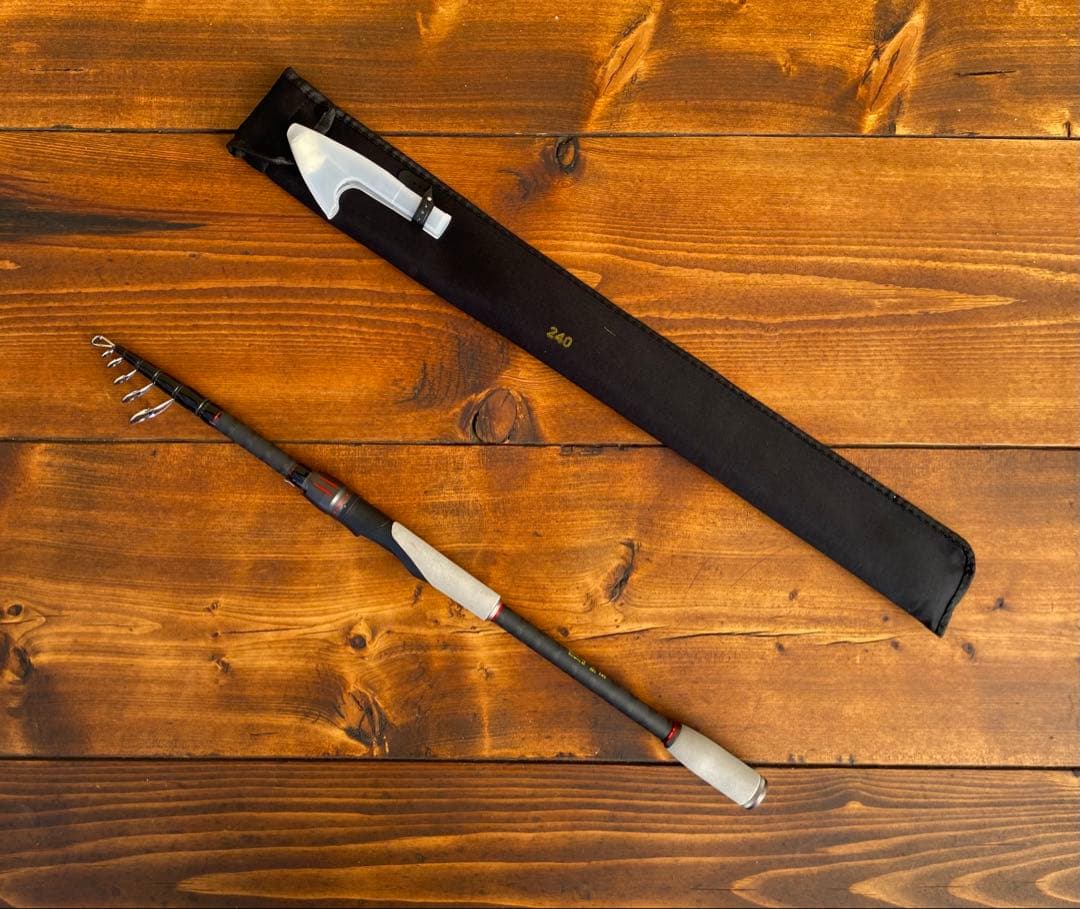 8ft 240cm スピニングロッド　テレスコロッド　シーバス　エギング　グレー