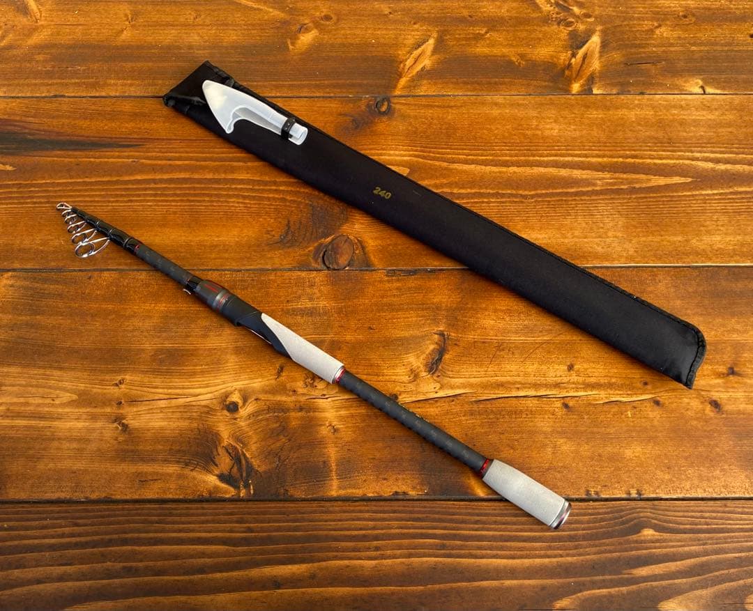 8ft 240cm スピニングロッド　テレスコロッド　シーバス　エギング　グレー