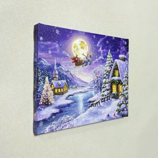 ぷ*あ様 【雪の降る夜】アクリル画 F3 風景画 絵画