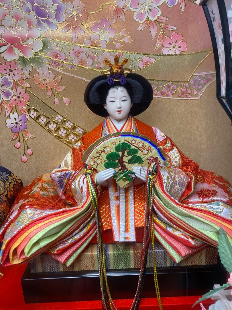 東京久月　雛人形ガラスケース入り親王飾り・間口約６３×奥行約２９×高さ約４４㎝