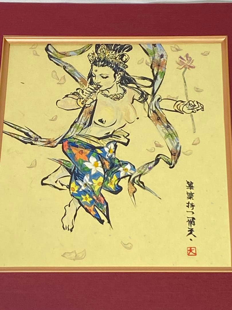 2888❣️近藤　大理　　絵画　　篳篥持つ飛天