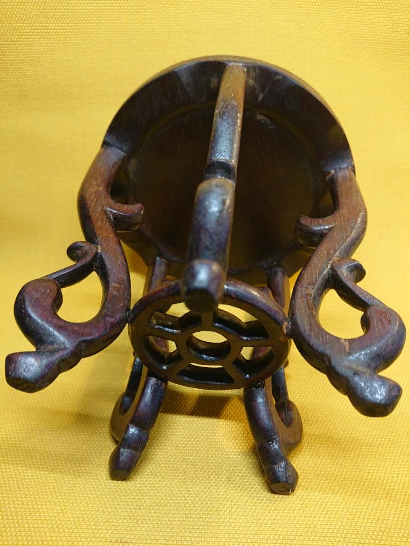 唐木　花台　香炉台　中国古玩　置物　インテリア　工芸品　美術品　A2983