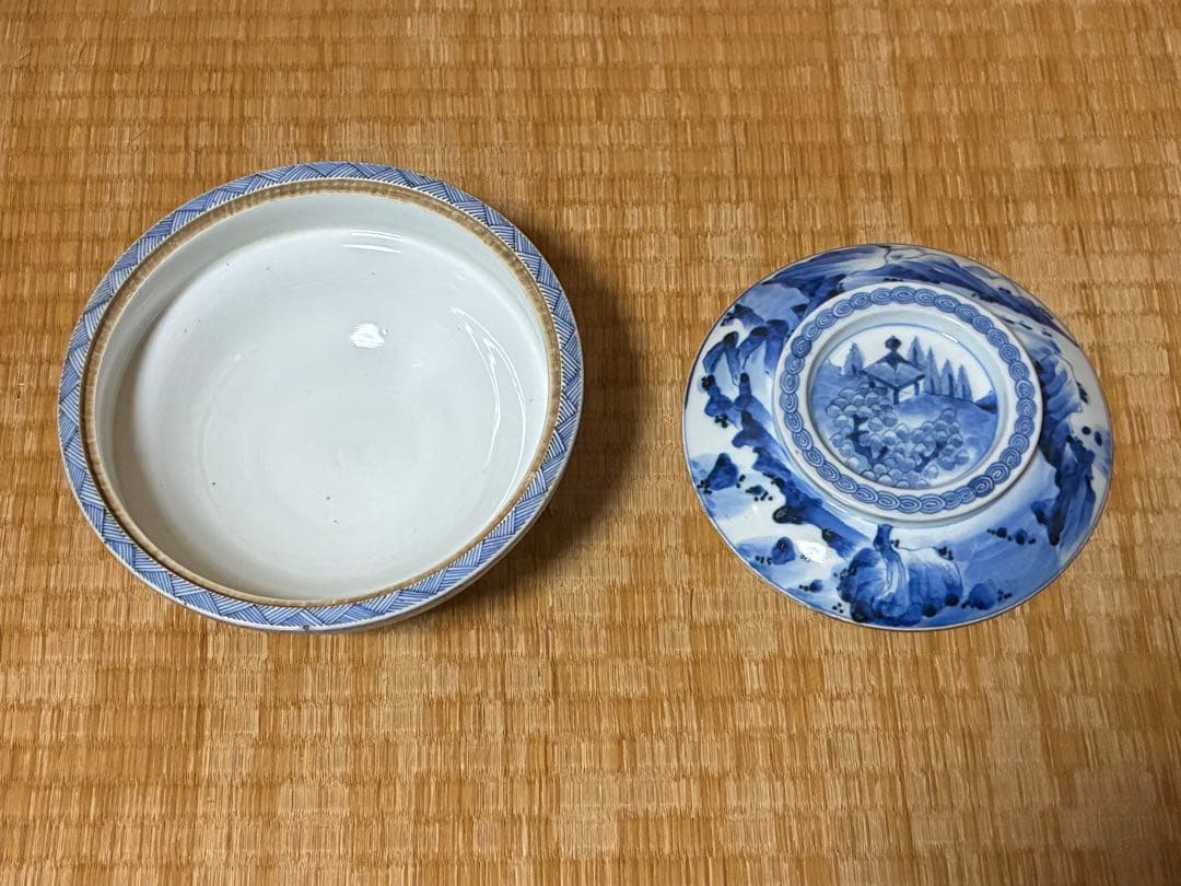 古伊万里 伊万里 染付 風景紋 蓋物 時代物