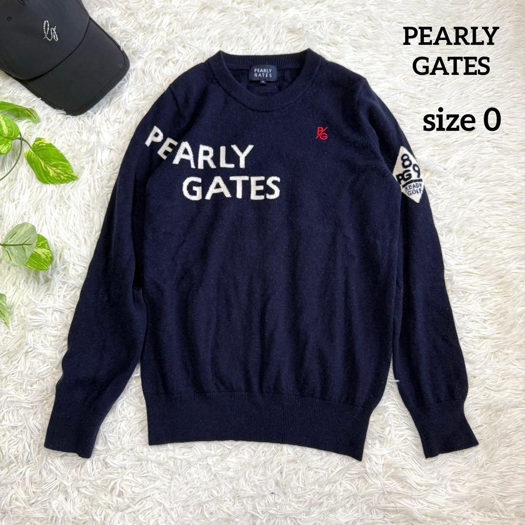 【パーリーゲイツ】美品 ニットセーター カシミヤ混 ネイビー 1 レディース