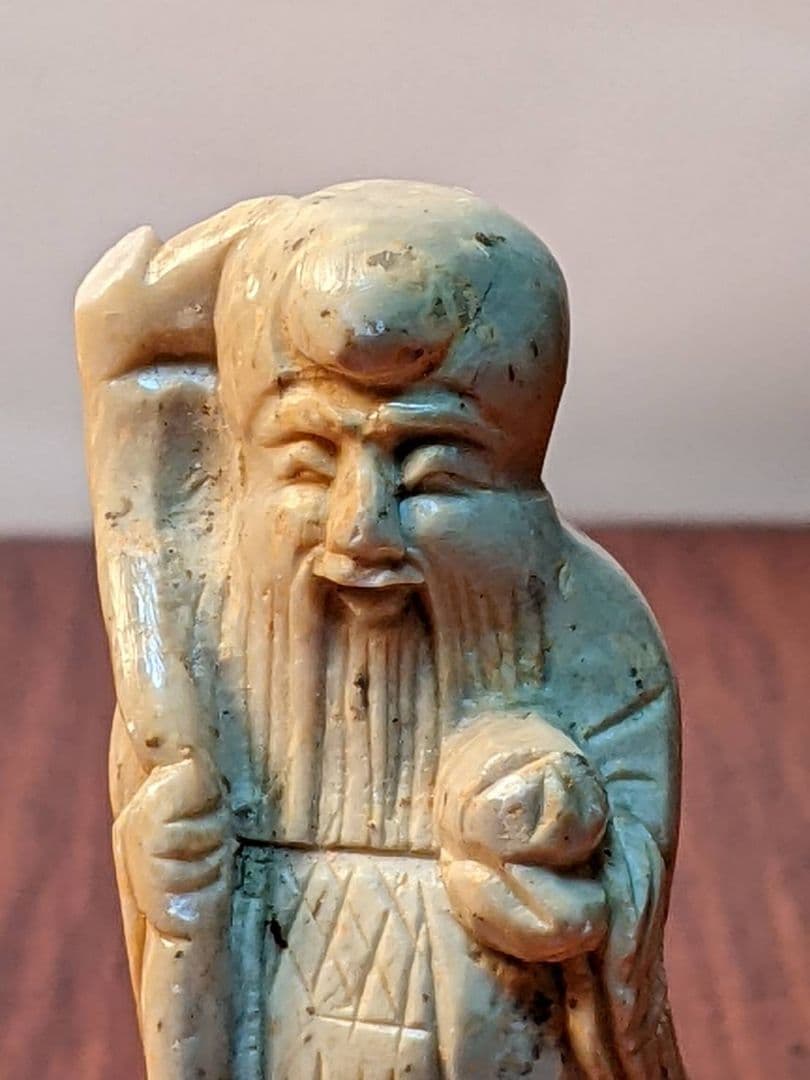 骨董品 石彫刻 仙人 桃？長寿 神様 置物