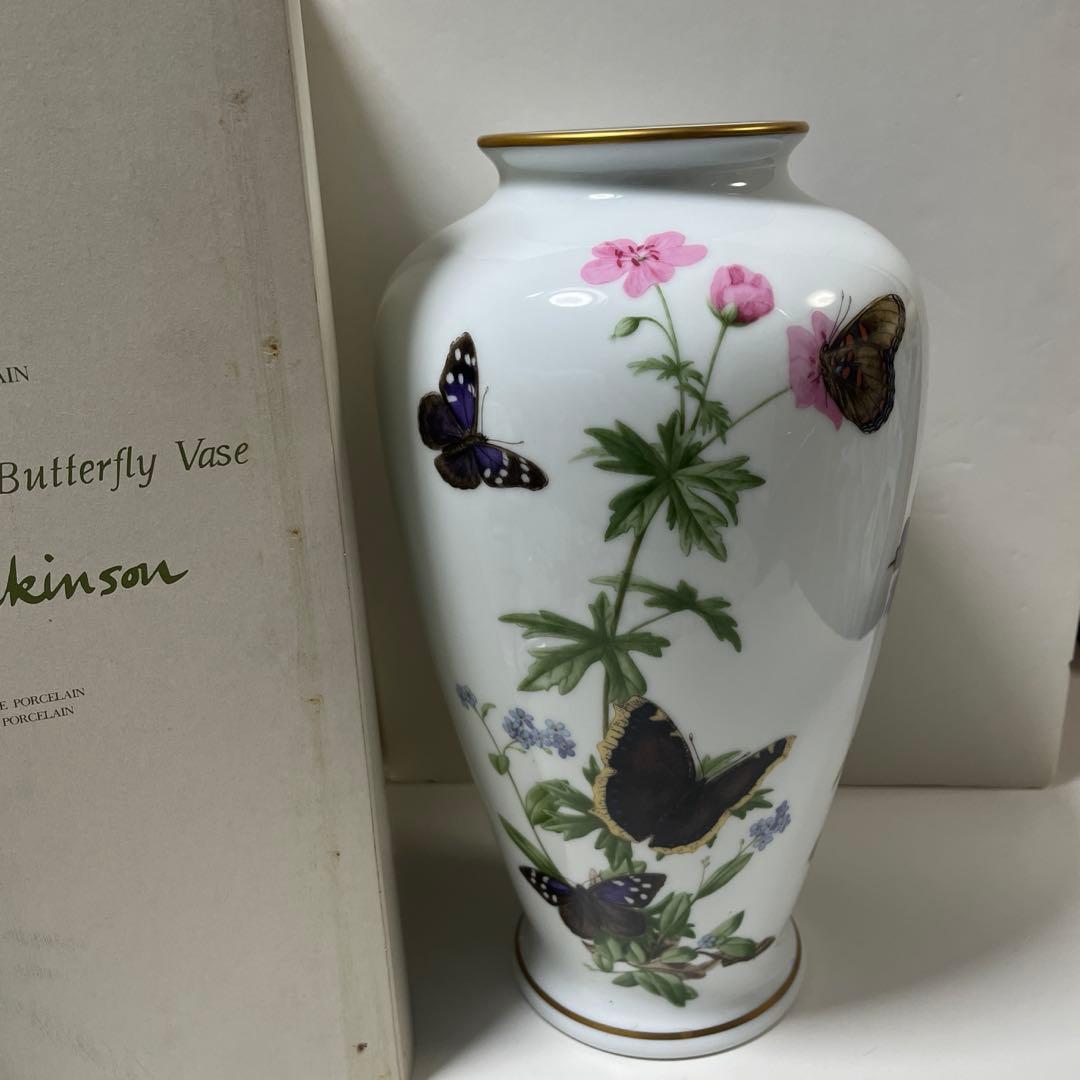 美品　フランクリンポーセリン　フラワーベース　花瓶　花　蝶