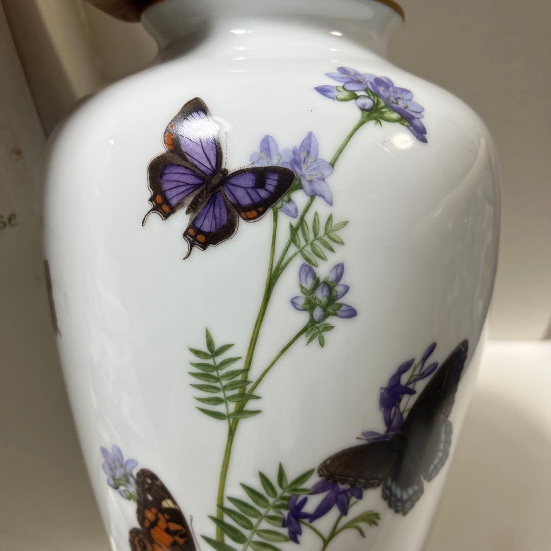 美品　フランクリンポーセリン　フラワーベース　花瓶　花　蝶