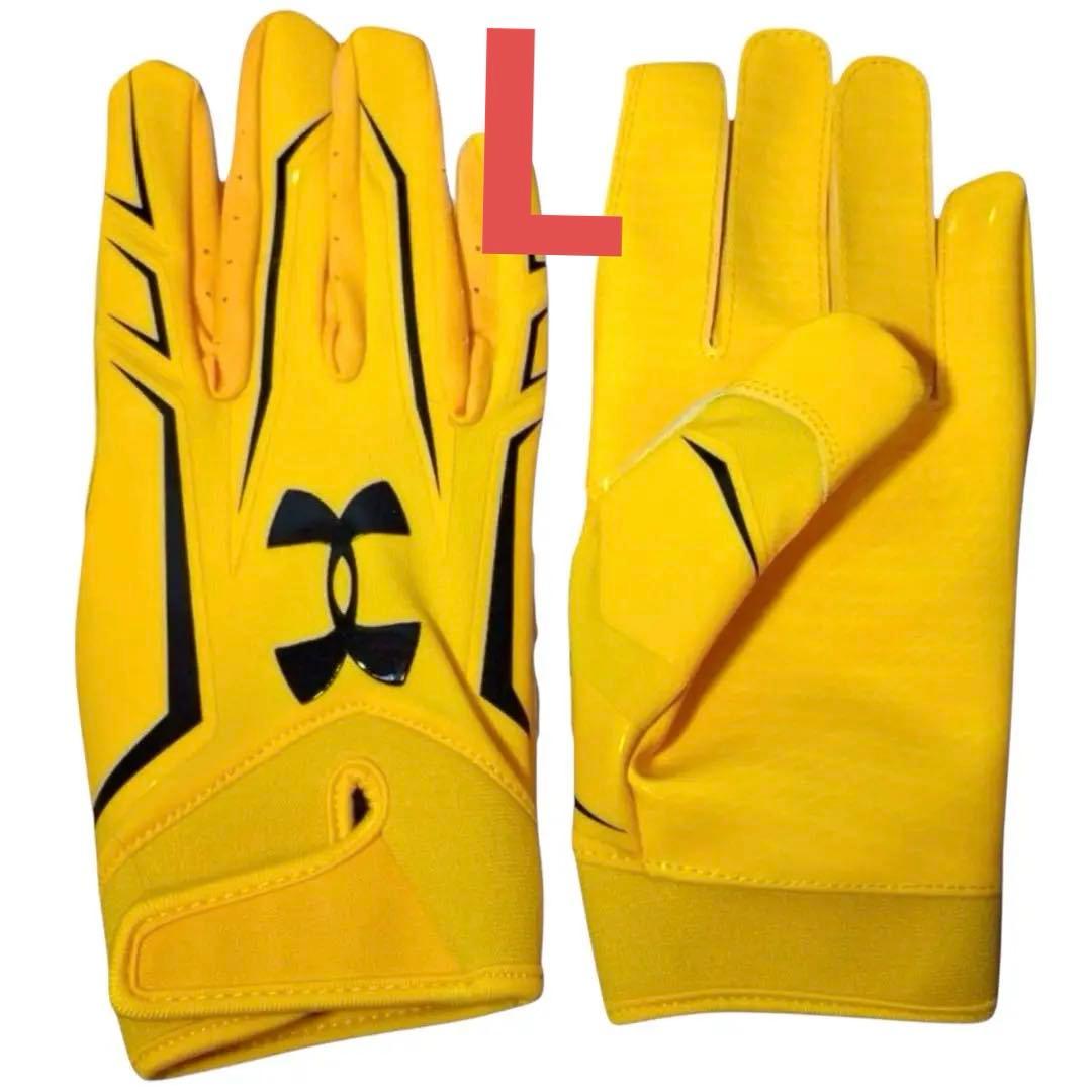 【L】UA F4 GLOVE NFLモデル イエロー アメフト グローブ