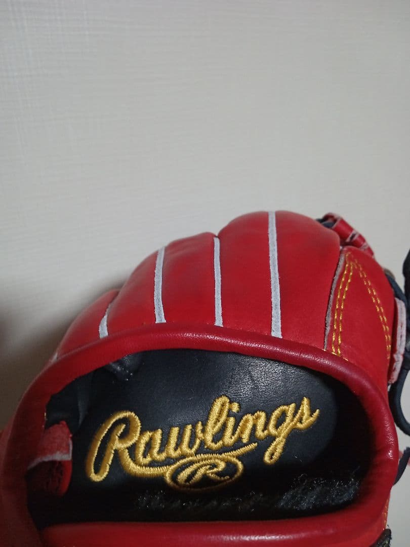 新品　ローリングス　赤　軟式　内野用グローブ　片付け済