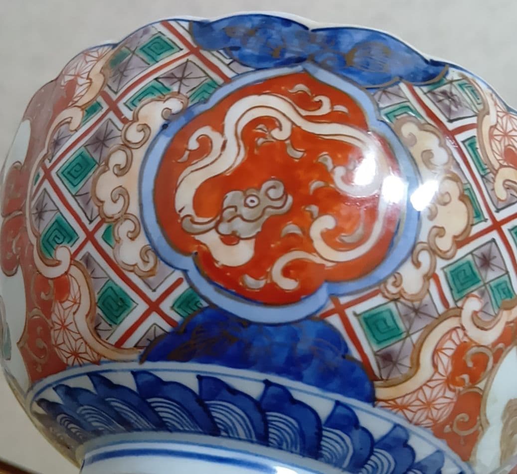 ①【古伊万里】骨董品 大皿 色絵 鉢 深鉢 伊万里 陶器 有田焼 希少 極美品