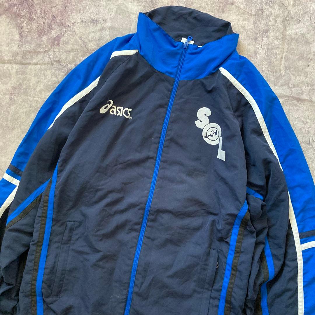 00's vintage asics ネイビー/ブルー ウィンドブレーカー XL