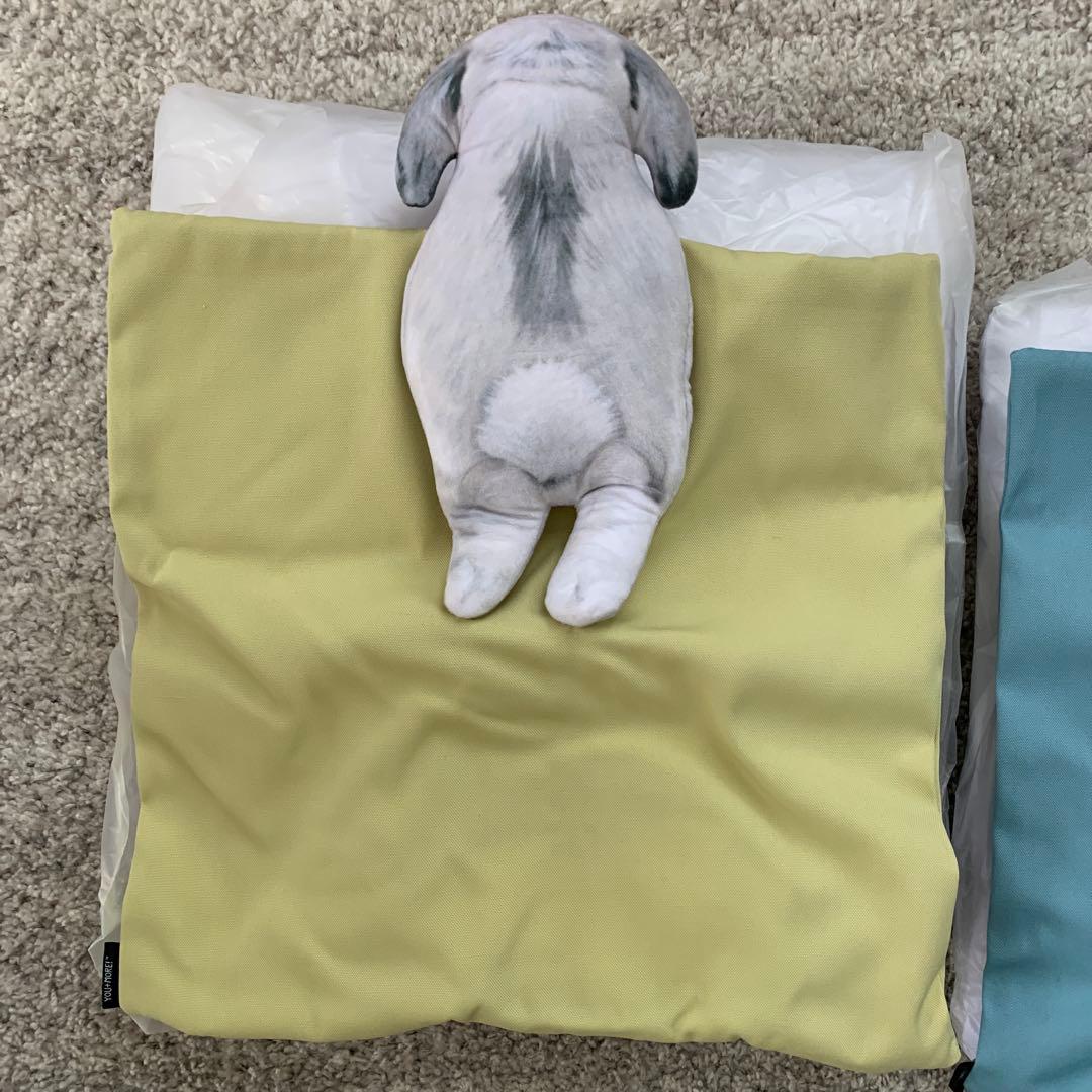 ピ*ノ様 2個　しらとあきこ ぴょこっと顔出すうさぎとくつろぐクッションの会　フ