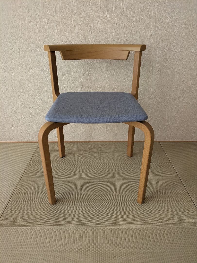 【天童木工】スタッキングチェア 2脚 座面張替 ハンドメイド 幾何学模様 黒