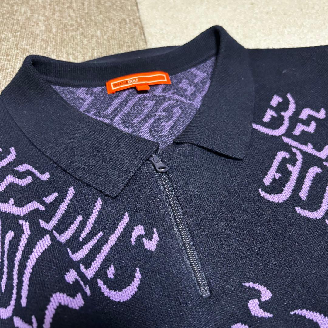 BEAMS GOLF ネイビー ジップアップセーター　Lサイズ
