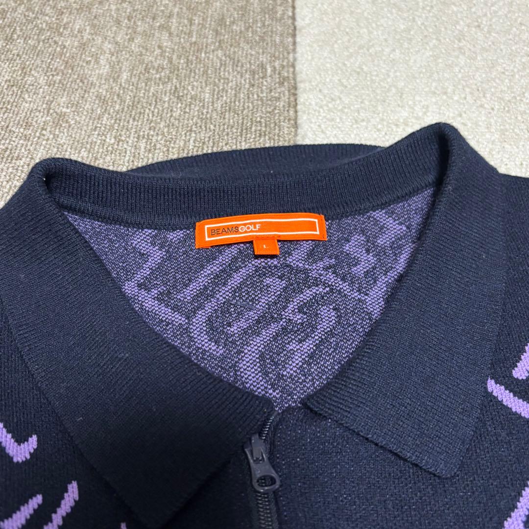 BEAMS GOLF ネイビー ジップアップセーター　Lサイズ