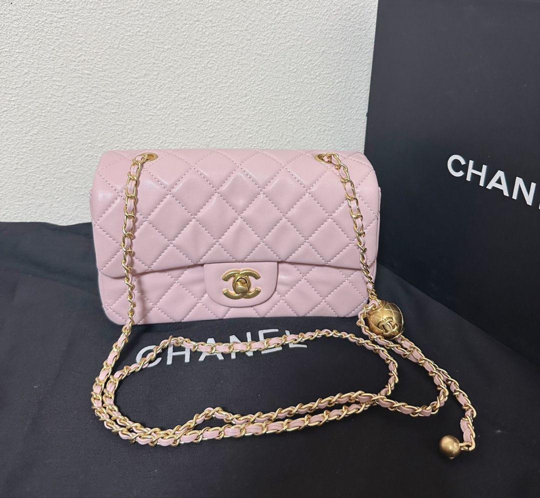 CHANELノベルティキルティングレザーショルダーバッグピンク新品