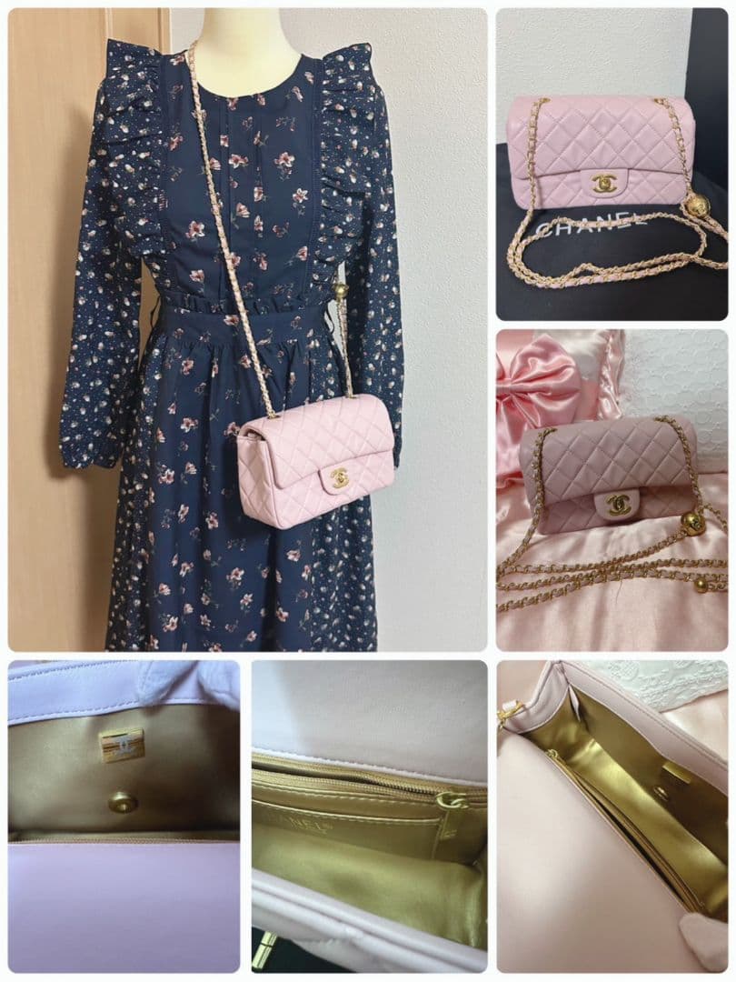 CHANELノベルティキルティングレザーショルダーバッグピンク新品
