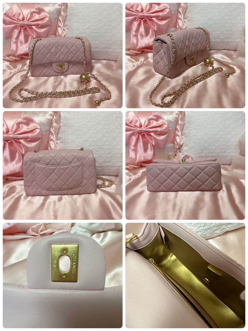 CHANELノベルティキルティングレザーショルダーバッグピンク新品