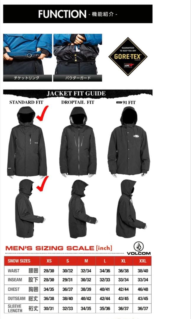 volcom GORE-TEX ジャケット