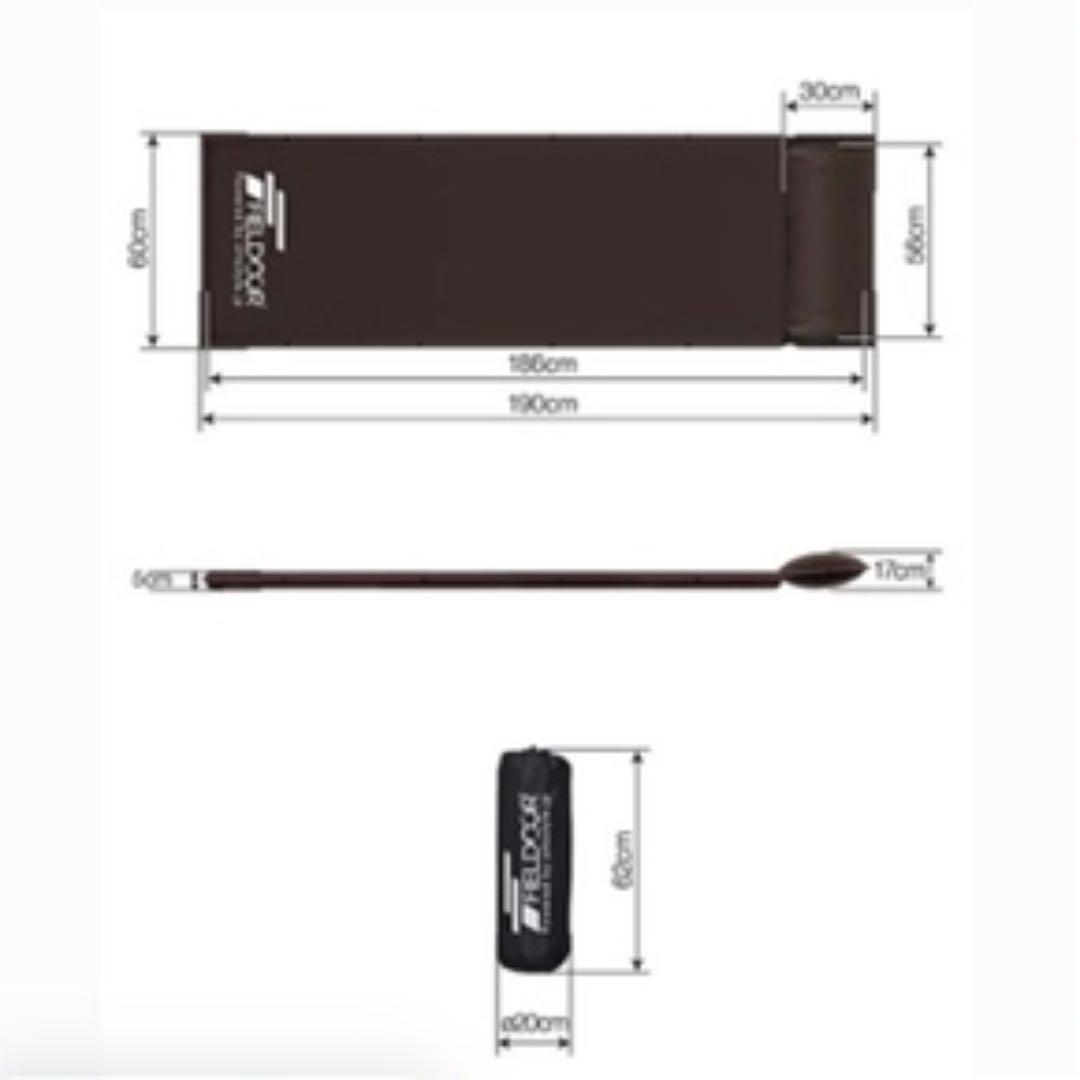 FIELDOOR 枕付き エアーマット 厚さ5cm 幅60cm 長さ190cm