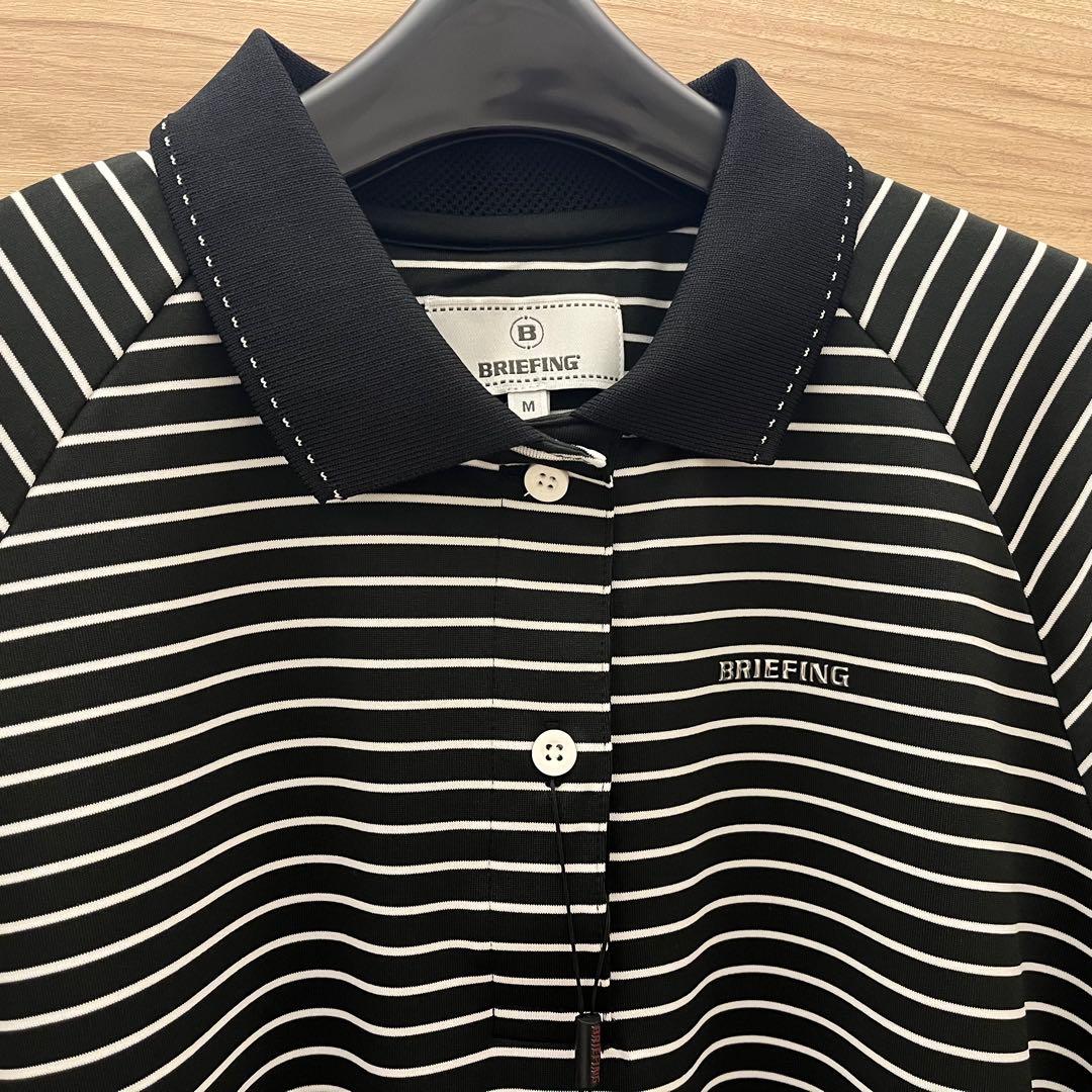 新品★22,000円 BRIEFING 黒M リラックスポロシャツ ストライプ
