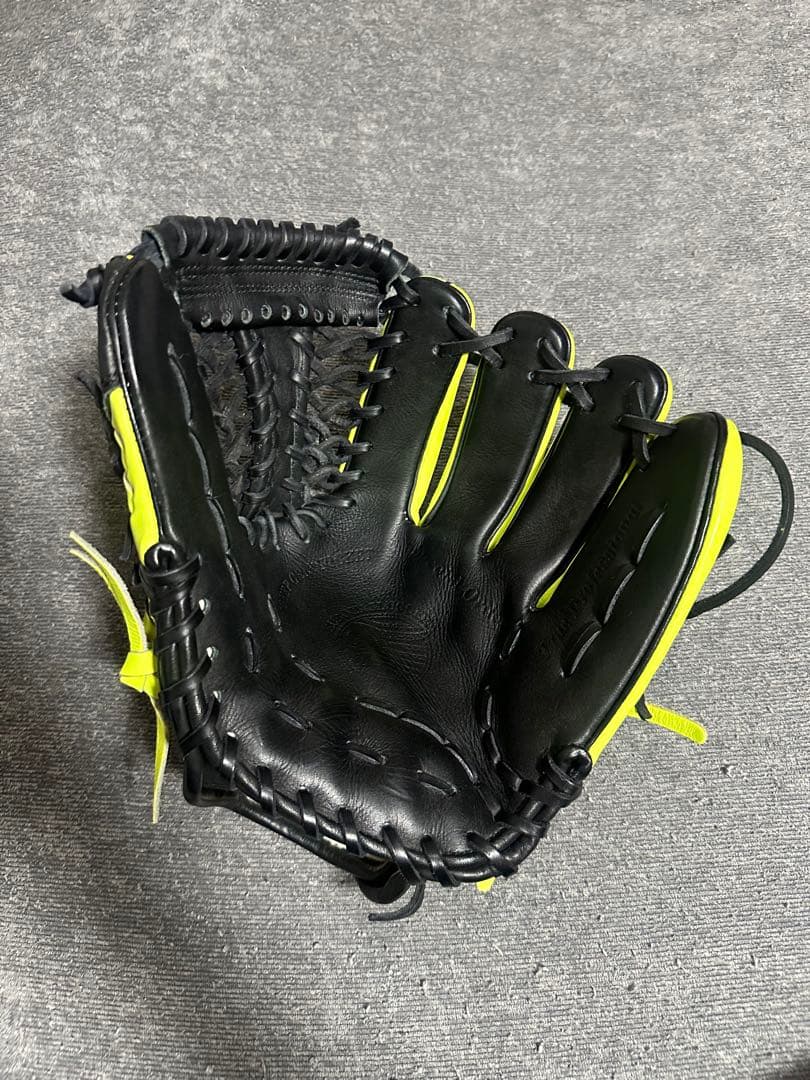 久保田スラッガー 限定 軟式 グローブ 黒/蛍光イエロー 【美品】 型付け済み