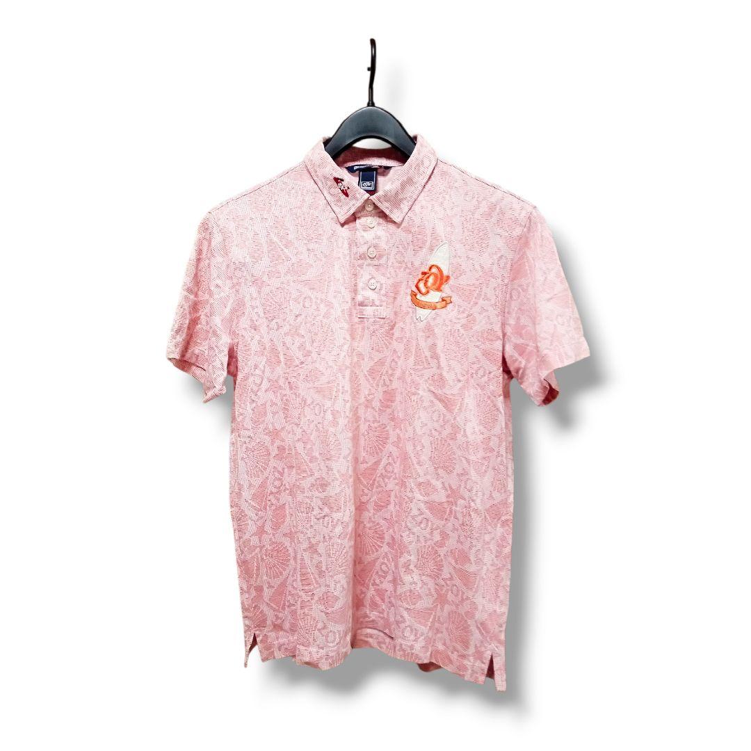 【Zoy】美品 ゾーイ 総柄 ワッペン デザイン ポロシャツ ピンク 2
