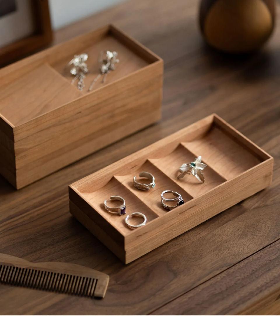 Ring Case 8点 チェリー材 アクセサリートレー ピアスケース指輪ケース