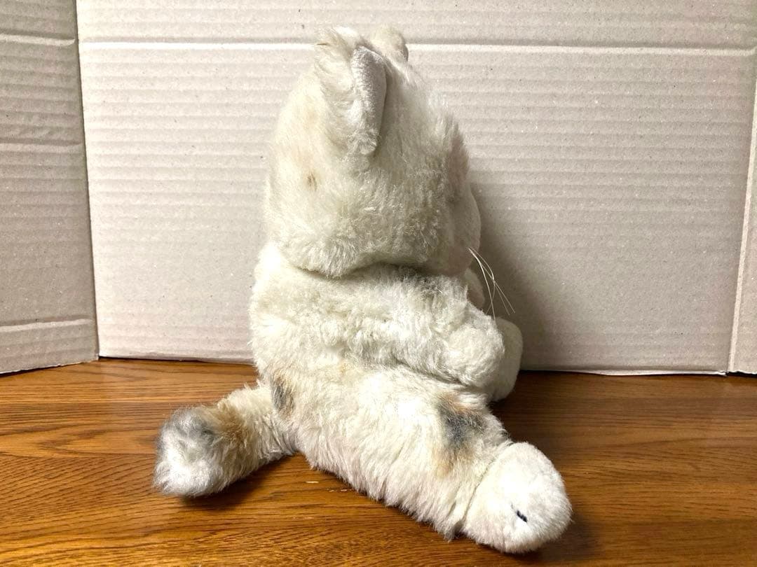 希少 80年代 ビンテージ 白猫 ネコ キャット ぬいぐるみ 人形 昭和 当時物