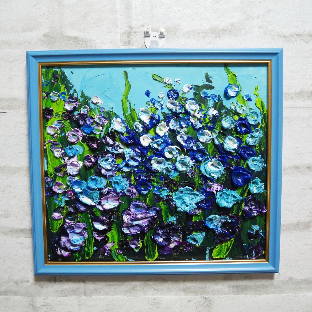 油絵 油彩 油彩画 絵 絵画 【blue flower field】