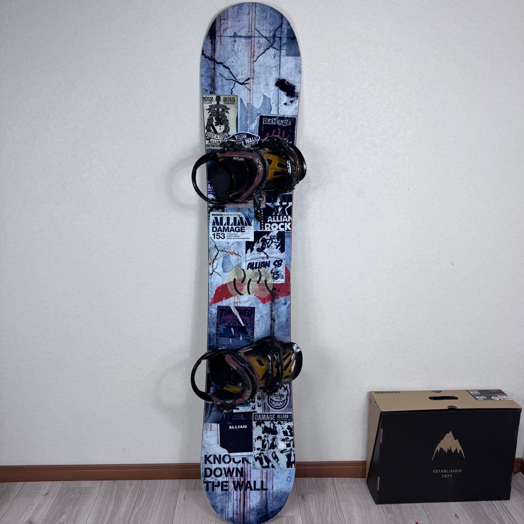 ALLIAN DAMAGE 153cm FLUX GS スノーボードセット