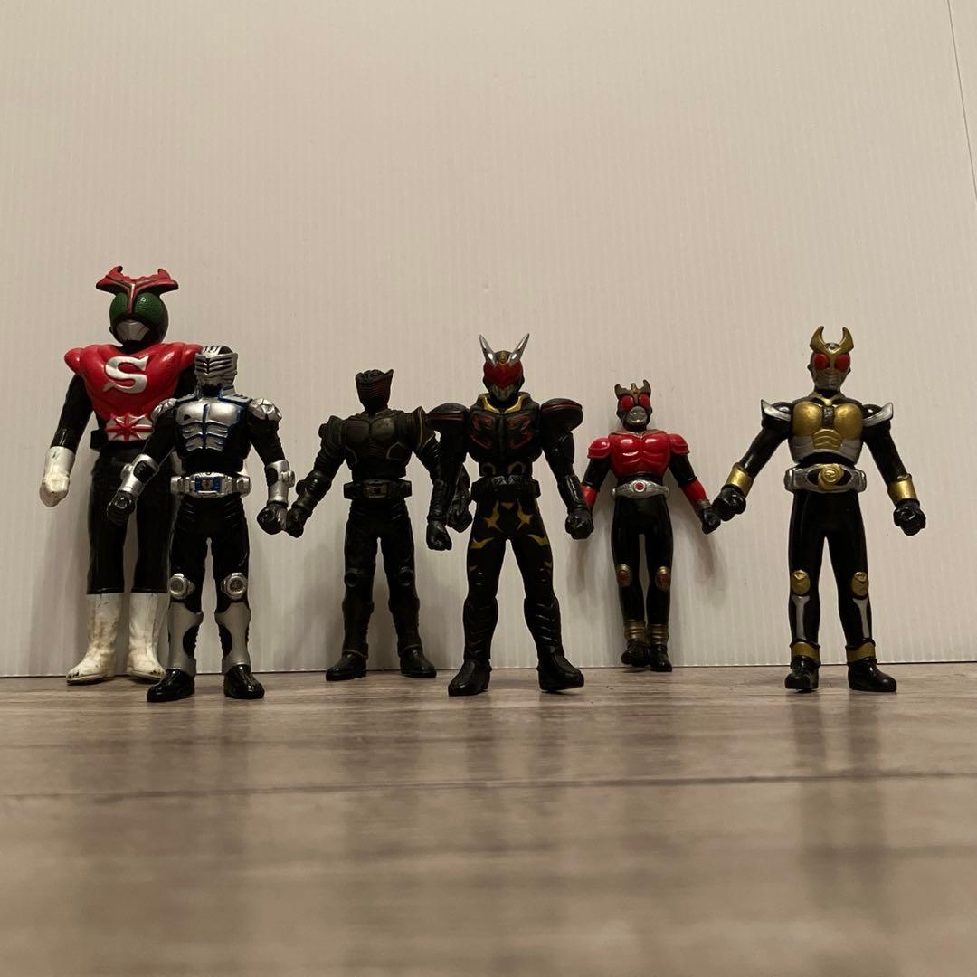 E-5 当時物 仮面ライダー ソフビ 6体セット 昭和レトロ 特撮 フィギュア