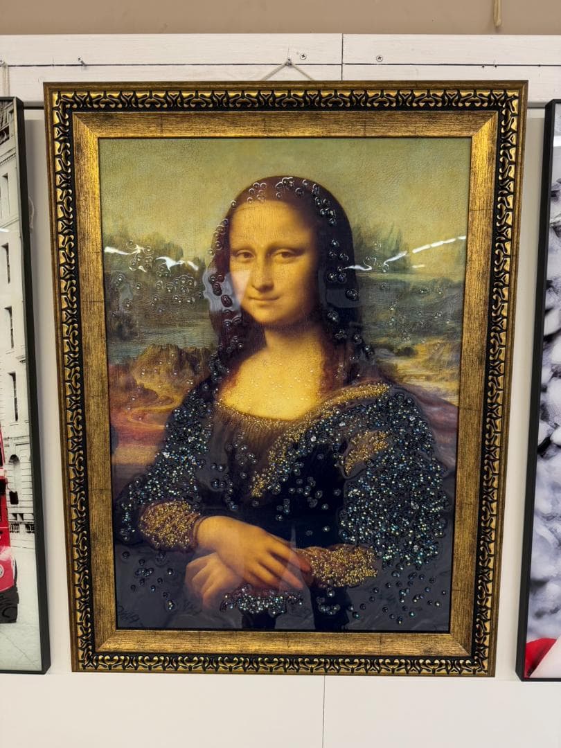 水晶絵　モナリザ　アートパネル　アート　絵画　壁掛　額縁　額絵　名画　レトロ　絵