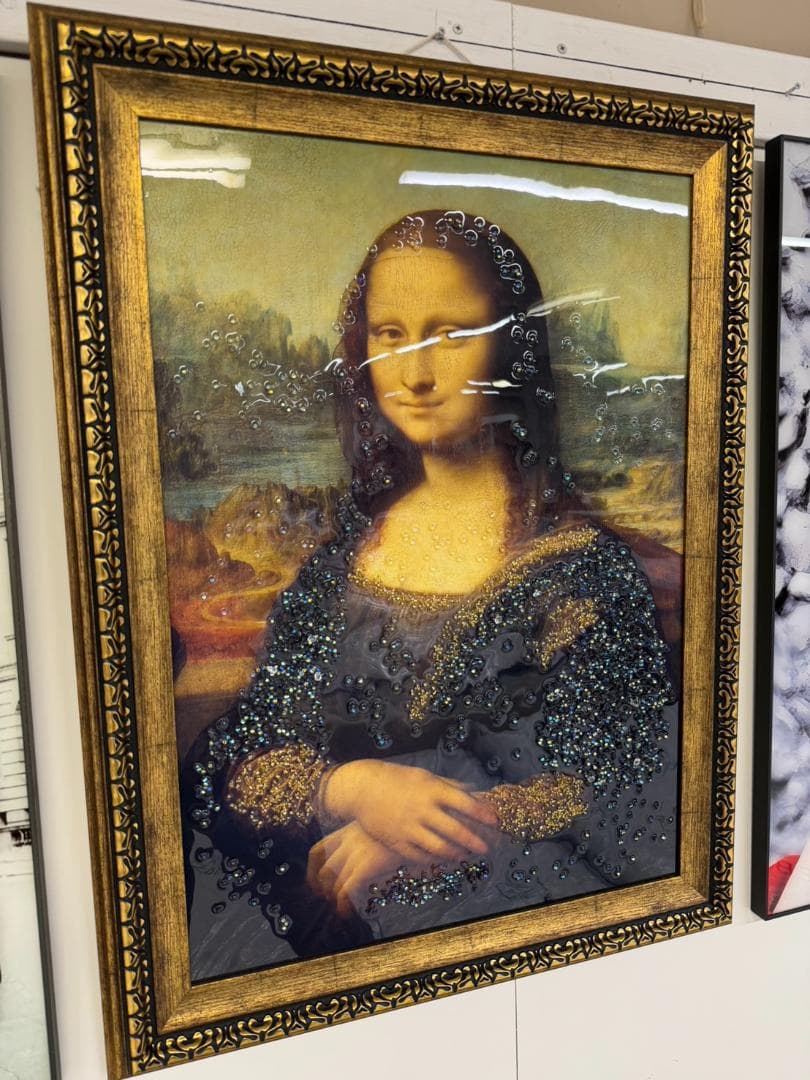 水晶絵　モナリザ　アートパネル　アート　絵画　壁掛　額縁　額絵　名画　レトロ　絵