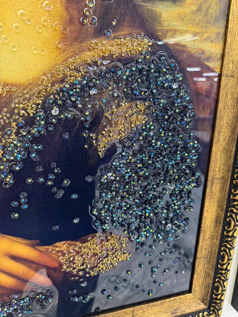 水晶絵　モナリザ　アートパネル　アート　絵画　壁掛　額縁　額絵　名画　レトロ　絵