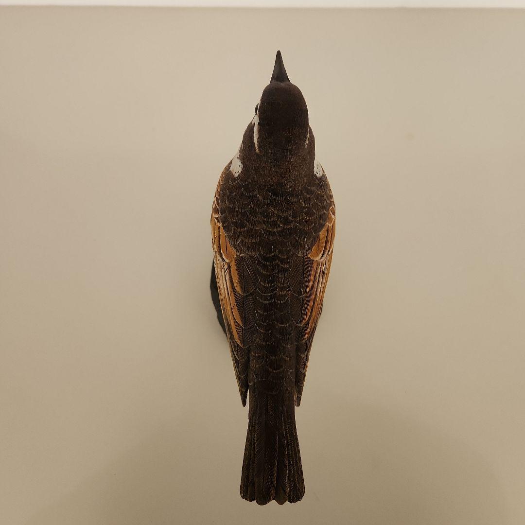 「ツグミ」　　木彫りの野鳥　野鳥彫刻　 　　バードカービング