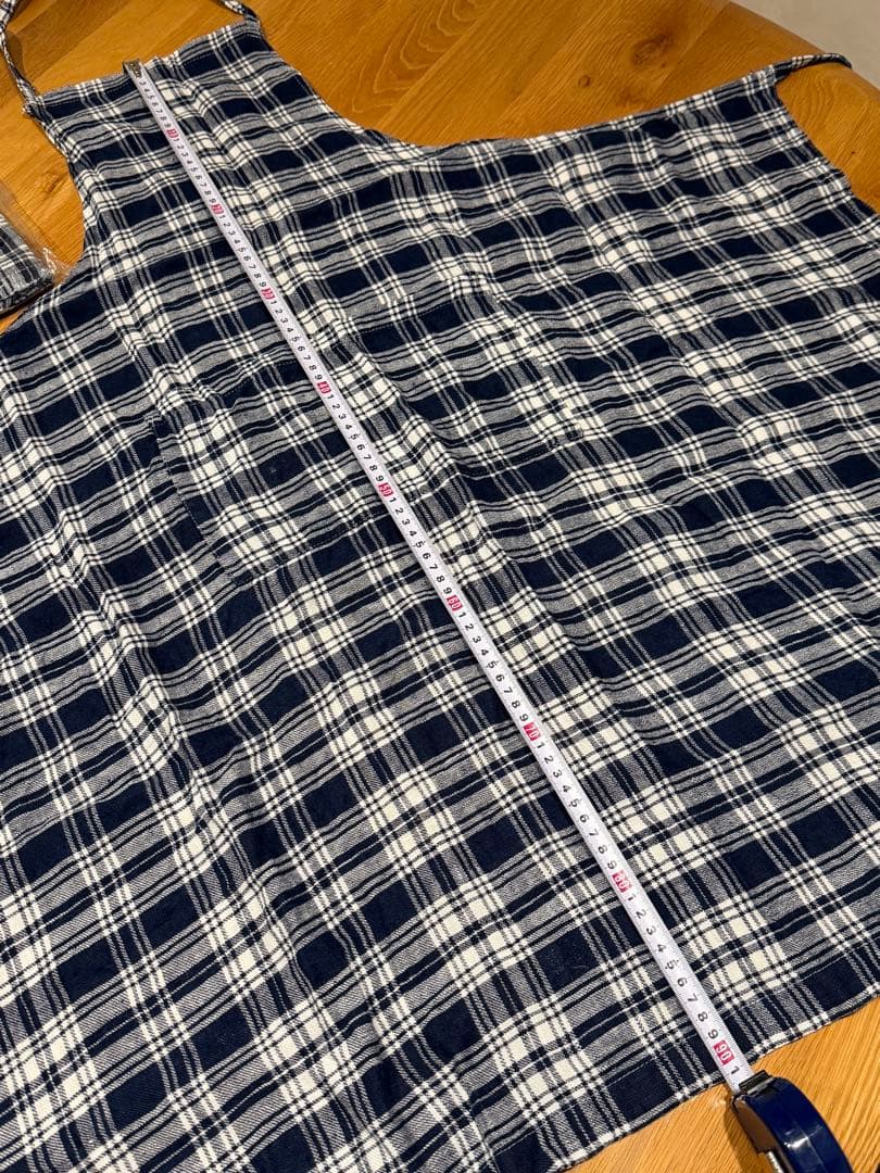 【fog linen work】リネンフルエプロン（ネイビーチェック）2枚セット