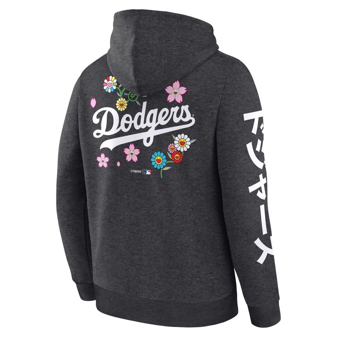 Dodgers ワールドシリーズ優勝花柄 パーカー　XL 村上隆コラボ　グレー