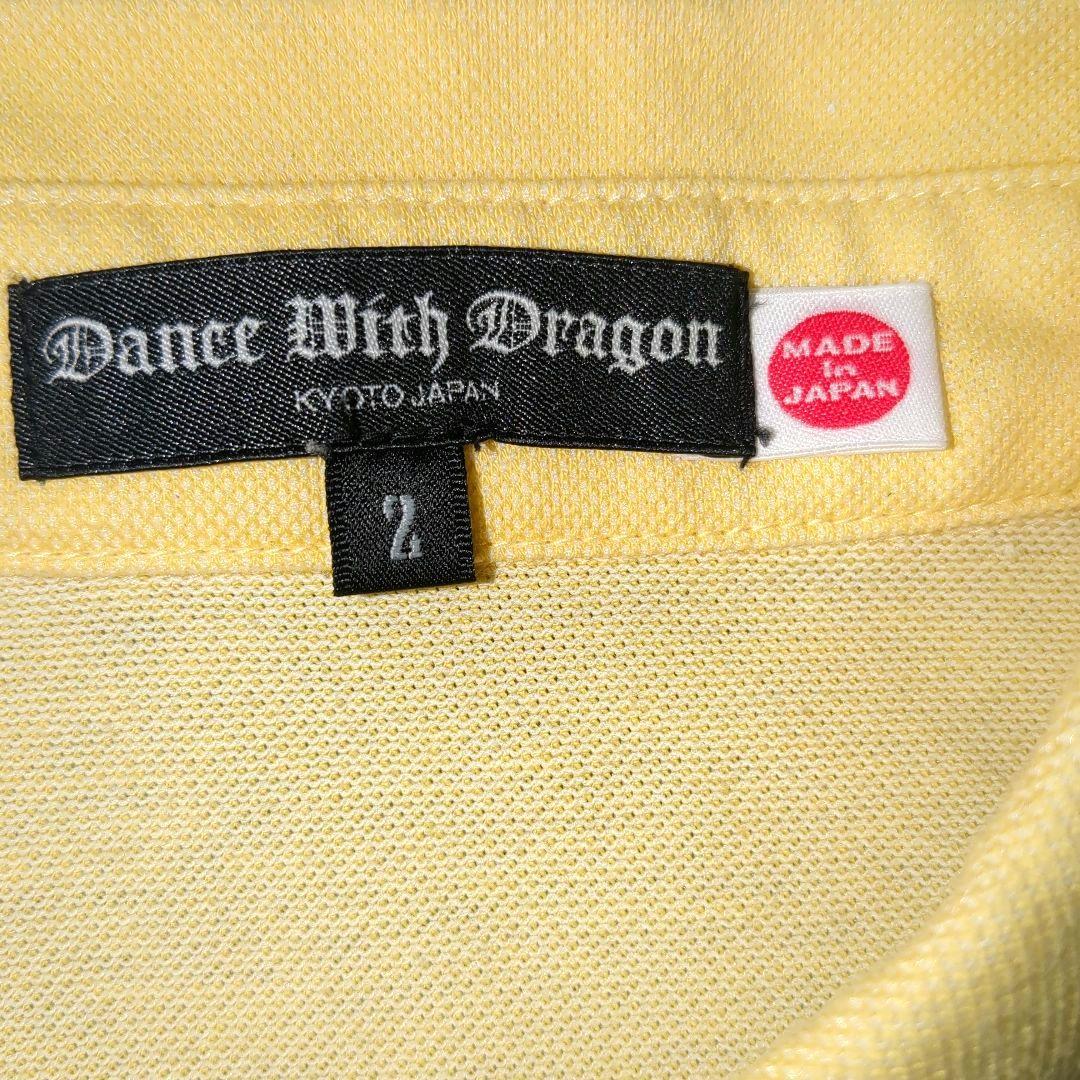 【美品】ダンスウィズドラゴン ゴルフ ポロシャツ 2 黄 ドクロ 龍 日本製
