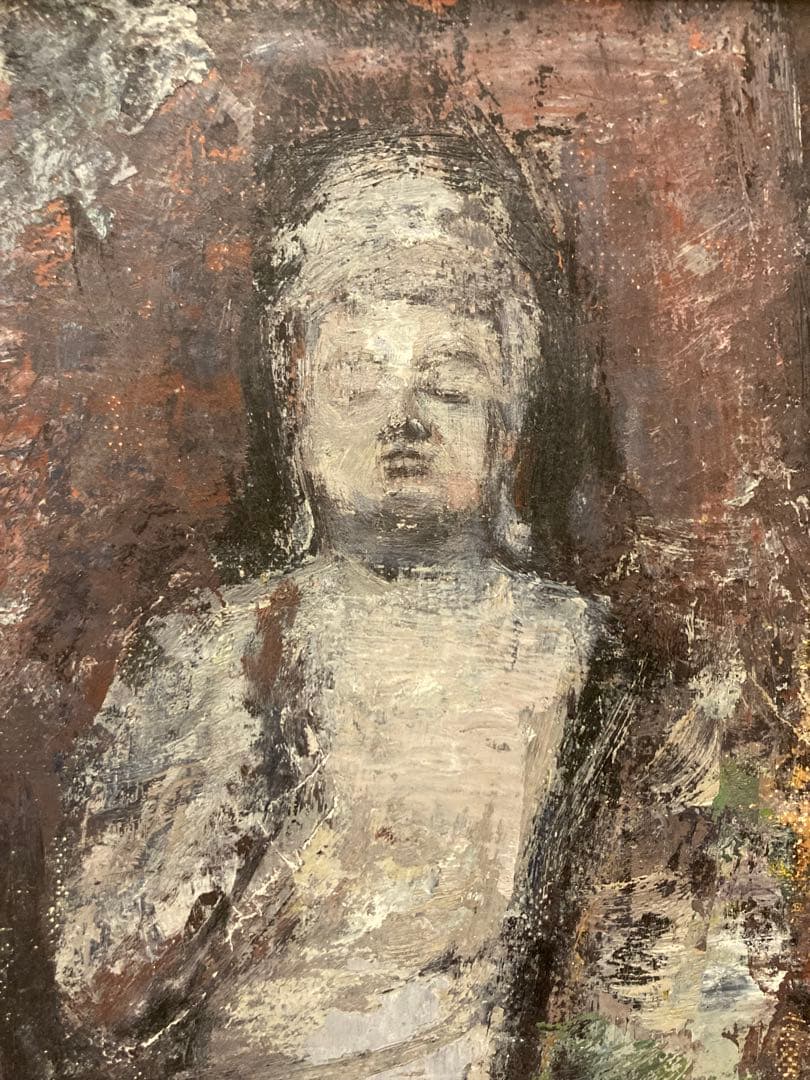 油彩 油絵 石仏【山本吉雄】 『美術大鑑』•『美術年鑑』日展特選 P4号