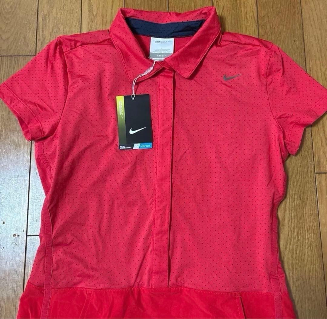 ナイキゴルフ　半袖ゴルフワンピース　2(M)レディースゴルフウェア　レッド赤系