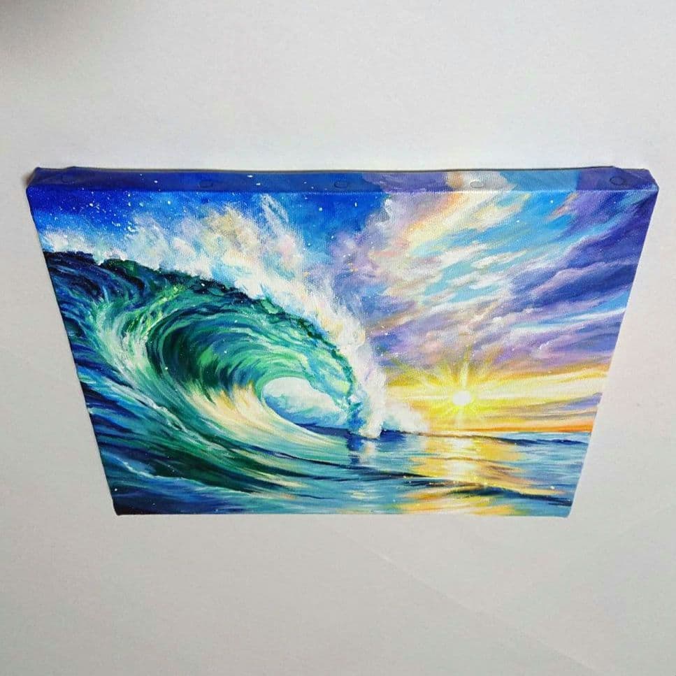 【ビッグウェーブ】アクリル画 F3 風景画 絵画
