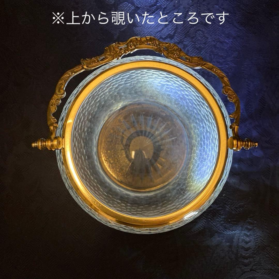 【フランス】純銀＋クリスタル／ビスケットジャー クッキージャー バレル／打ち出し