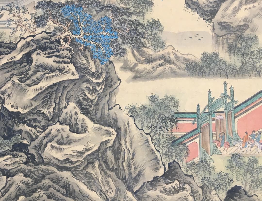 大迫力！[新誠(蘆非)・阿房宮図・大幅]／中国字画／中国の方必見