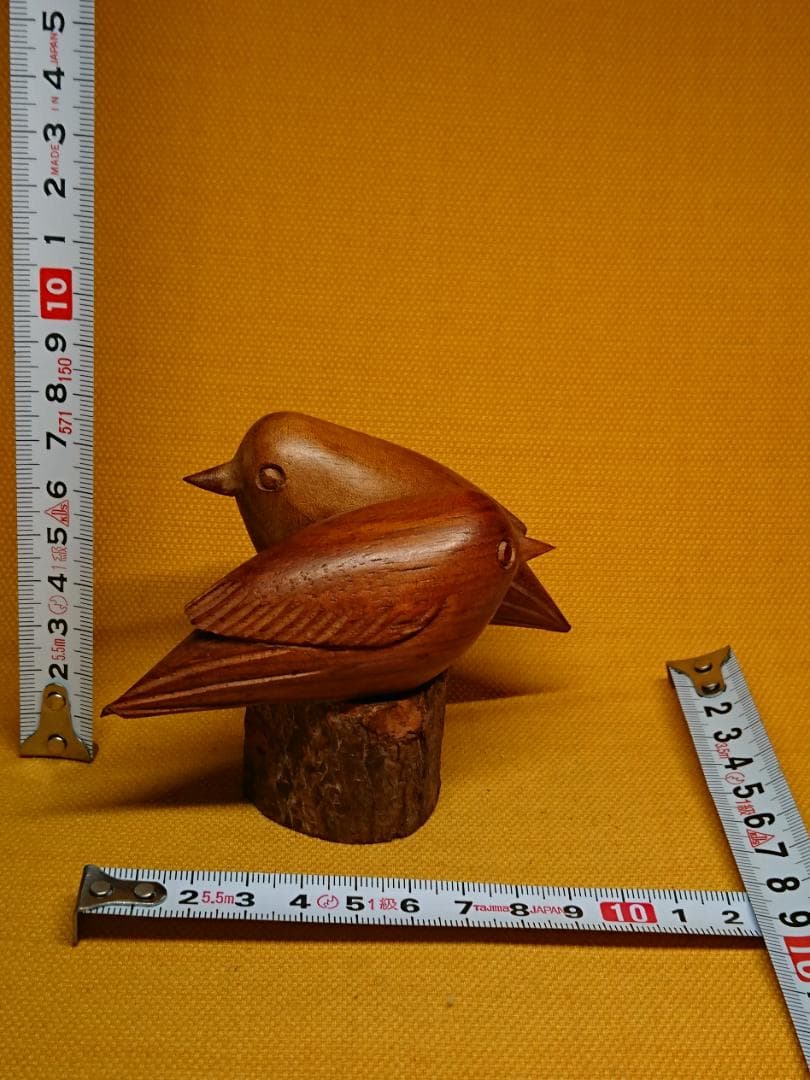 【美品】とり　鳥　木彫　オブジェ　置物　インテリア　工芸品　美術品　A2913