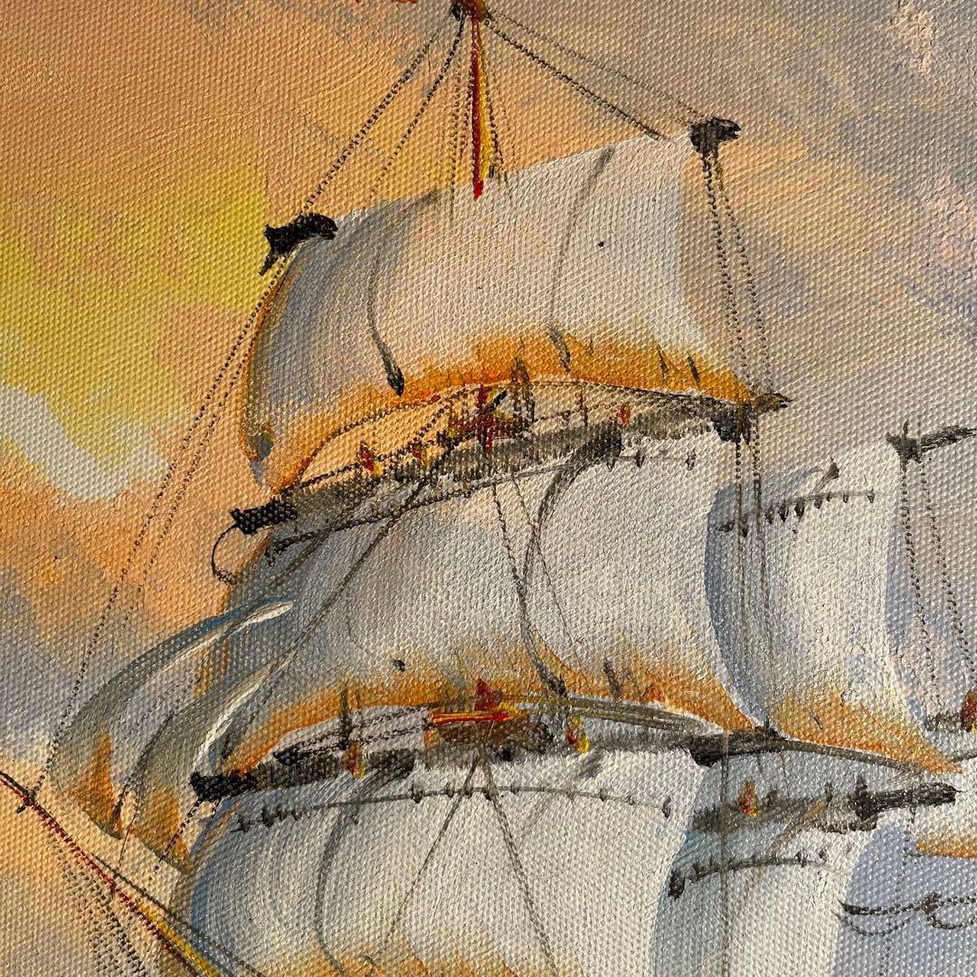 手書き油絵 ブルーウォーター 額付 絵画 インテリア 油彩画