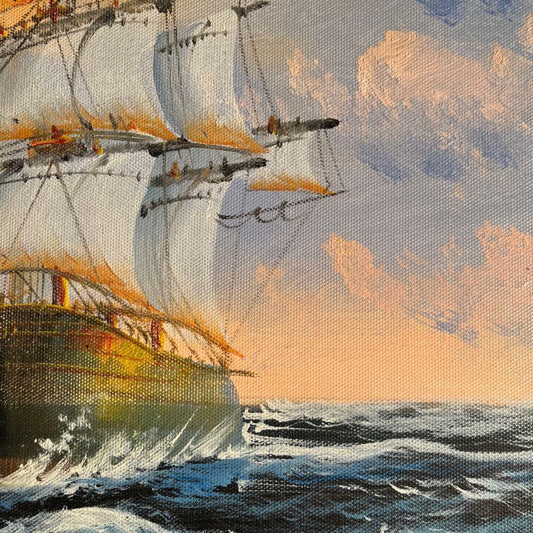 手書き油絵 ブルーウォーター 額付 絵画 インテリア 油彩画