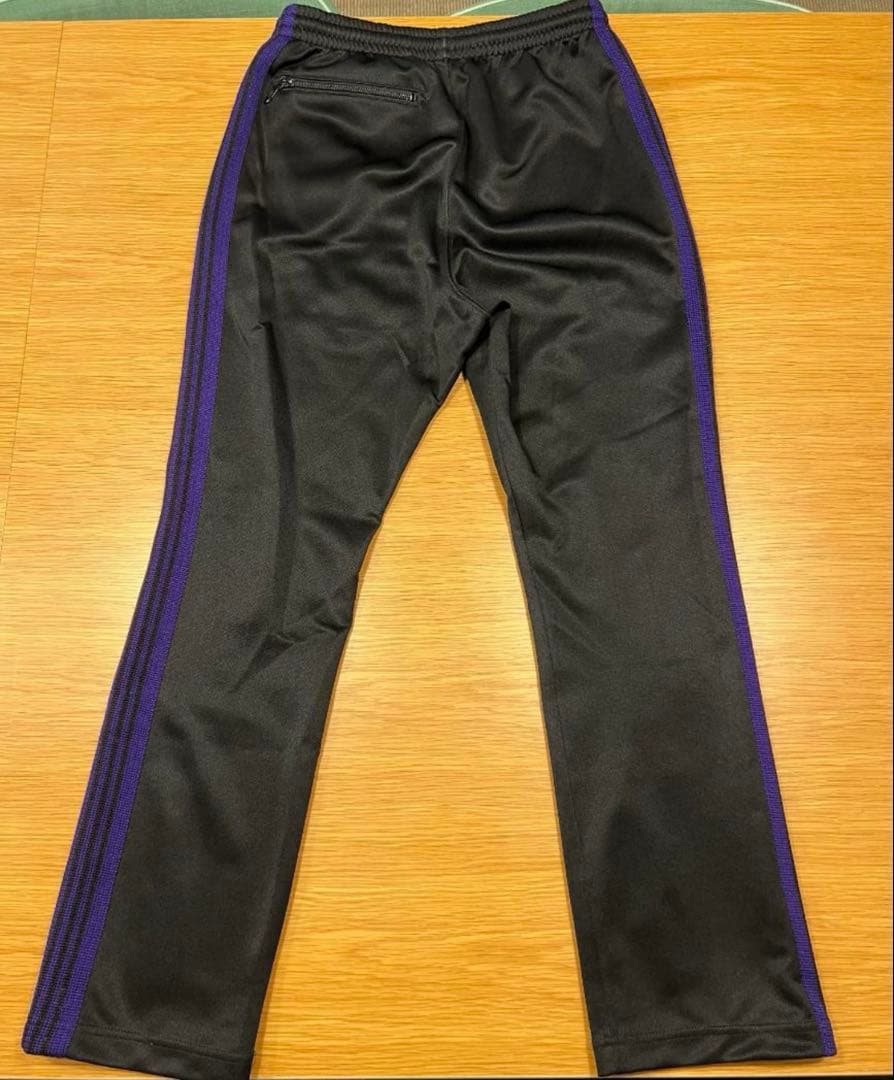 黒紫ストライプ ニードルストラックパンツ
