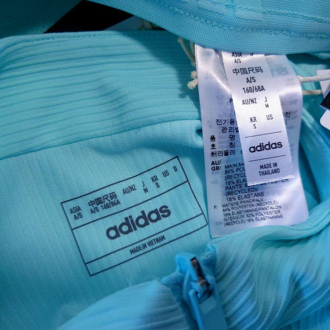 新品 adidas golf セットアップ モックネック リブ素材 クリアアクア