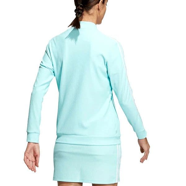 新品 adidas golf セットアップ モックネック リブ素材 クリアアクア